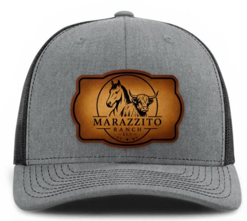 Trucker Hat with Marazzito Ranch Leather Patch (Heather Grey/Black)