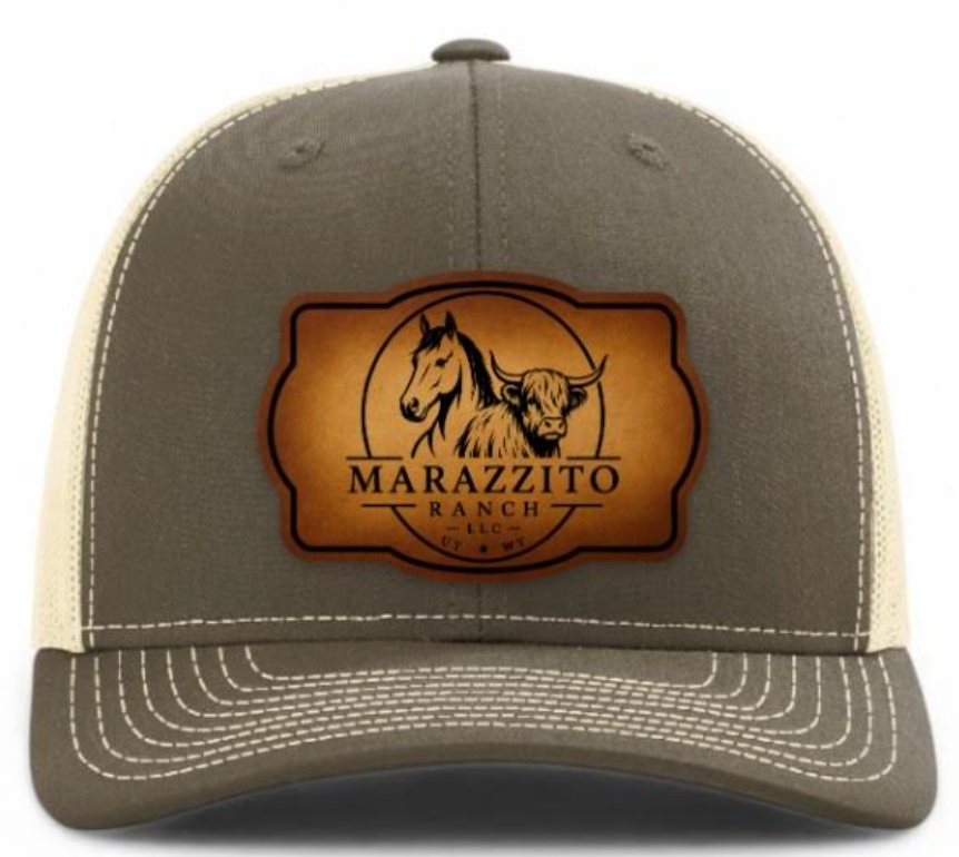 Trucker Hat with Marazzito Ranch Leather Patch (Chocolate Chip/Birch)