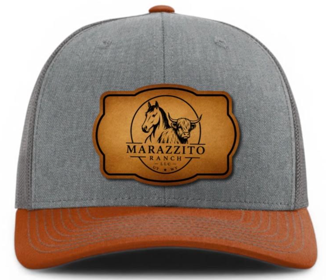 Trucker Hat with Marazzito Ranch Leather Patch (Heather/Grey Charcoal/DarkOrange)