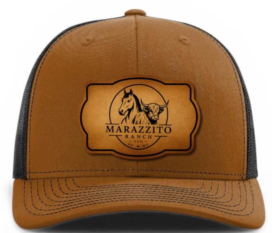 Trucker Hat with Marazzito Ranch Leather Patch (Split Caramel/Black)