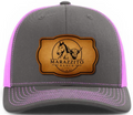 Trucker Hat with Marazzito Ranch Leather Patch (Charcoal Grey/Neon Pink)
