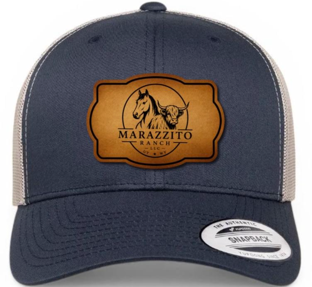 Trucker Hat with Marazzito Ranch Leather Patch (Navy/White)